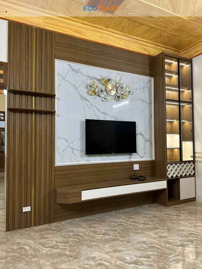 Vách lam sóng kết hợp kệ tivi LT7